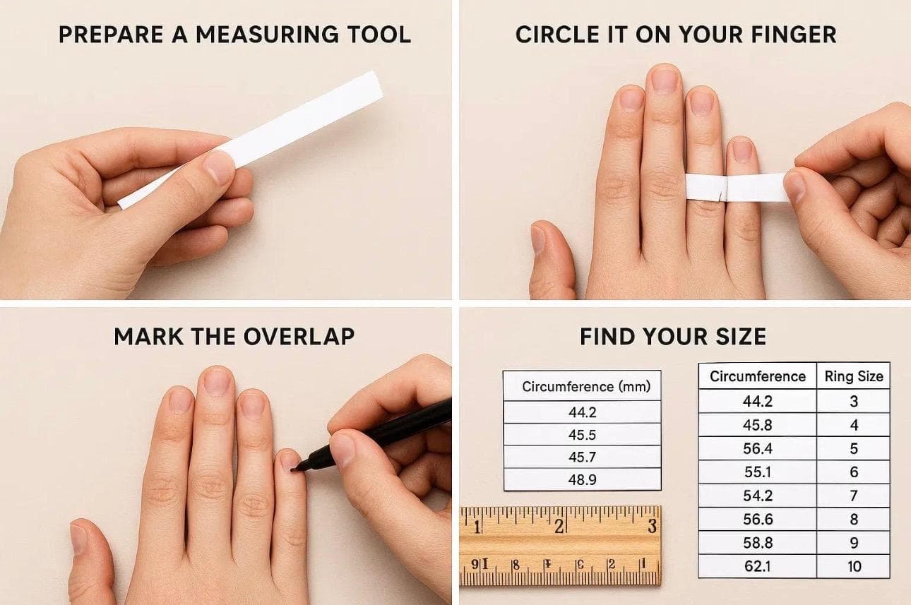 Paper Strip Finger Measurement Visual Guide